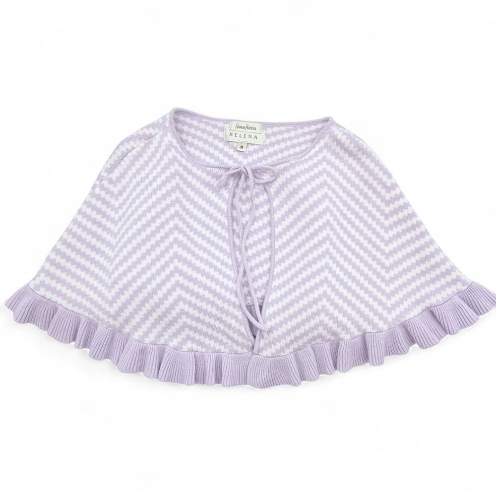 Helena Neiman Marcus Girls Knit Cape Poncho M Chevron Ruffle Princesscore Purple